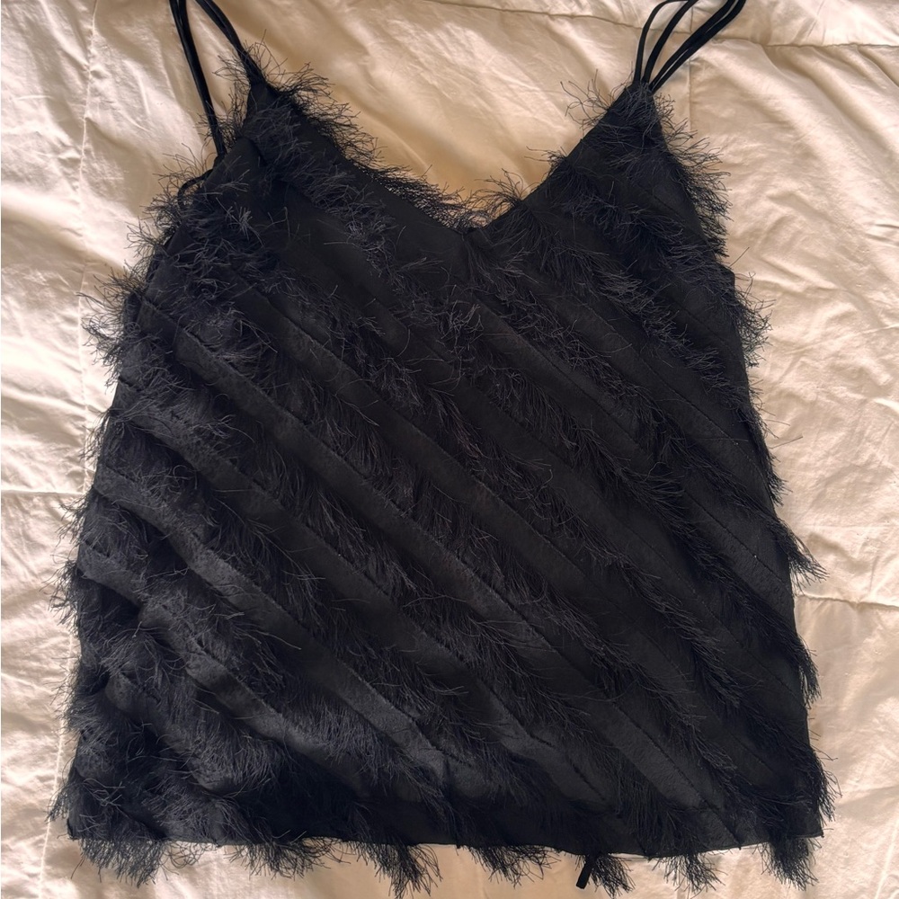 Flirty Black Feathered Women's Top